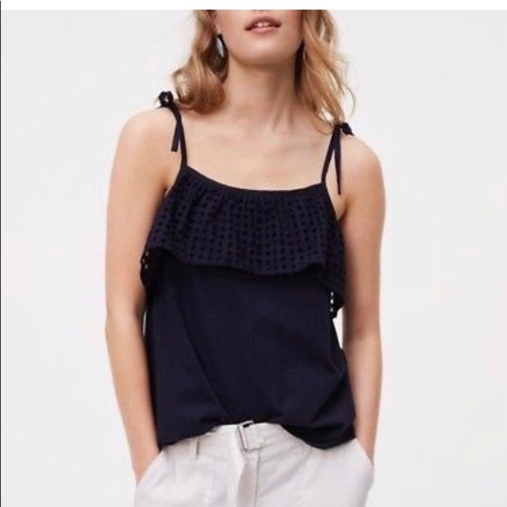 LOFT Ruffled Eyelet Tank